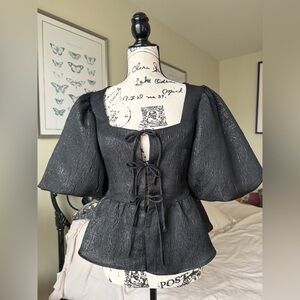 H&M Black Puff Sleeve Blouse